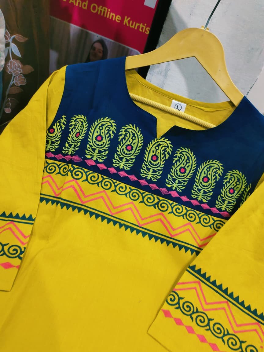 Block Print Cotton Kurti Palazzo Set